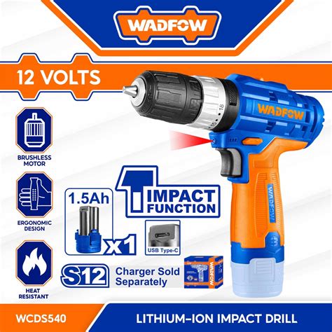 Wadfow Lithium Ion Cordless Impact Drill V With Batteries Winland