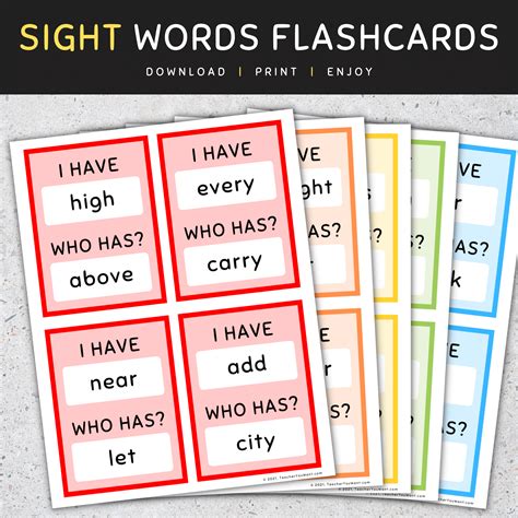 Fry Sight Words Flash Cards: I Have Who Has Sight Words Flashcards, 201 ...