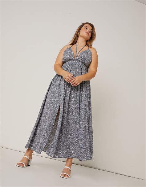 Plus Size Springtime Double Slit Maxi Dress 2020ave