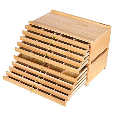 MEEDEN Boîte de rangement multifonction à 10 tiroirs en bois de hêtre