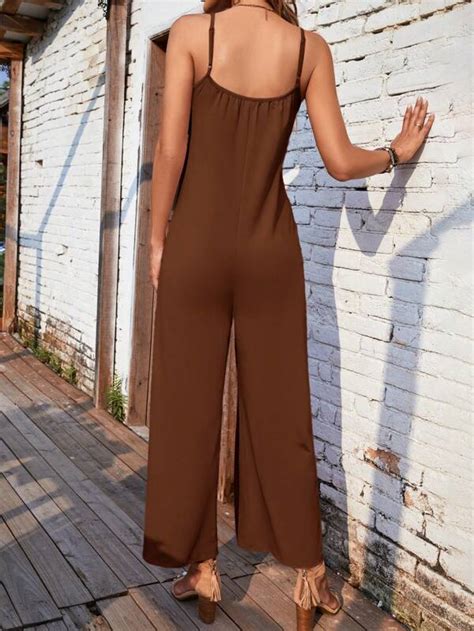 Shein Vcay Solid Wide Leg Cami Jumpsuit Shein Usa