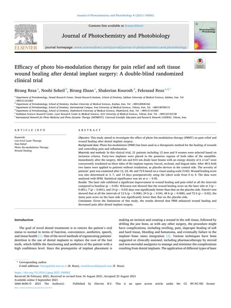 (PDF) Efficacy of photobiomodulation therapy for pain relief and soft ...