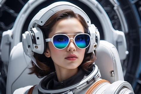 Premium Photo A Woman Wearing Sunglasses In Space Ai