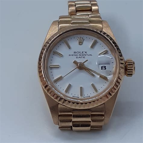 Rolex Oyster Perpetual Ladies Date 18k Yellow Gold 6917 Ladies Watch