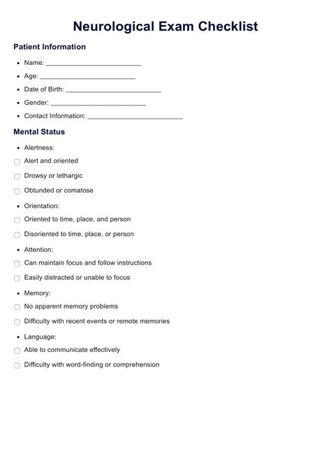 Neurological Exam Template & Example | Free PDF Download