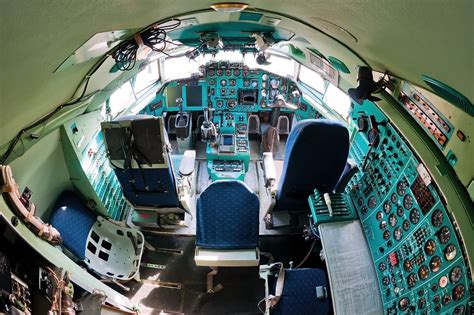 Tupolev Tu-154 cockpit with different generations instruments at the ...