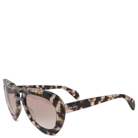 Prada Brown And Beige Tortoise Aviator Sunglasses Spr 28r For Sale At 1stdibs