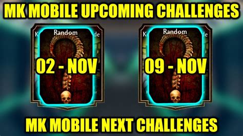 MK Mobile Upcoming Challenges Of November 2021 MK Mobile Next