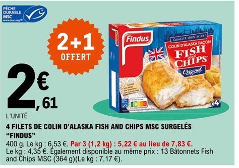 Promo 4 Filets De Colin D alaska Fish And Chips Msc Surgelés findus