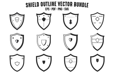 Set of Shield Outline Vector SVG Clipart Graphic by Gfx_Expert_Team ...