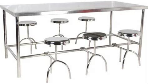 Silver Stainless Steel Canteen Table Seating Capacity Seater At Rs