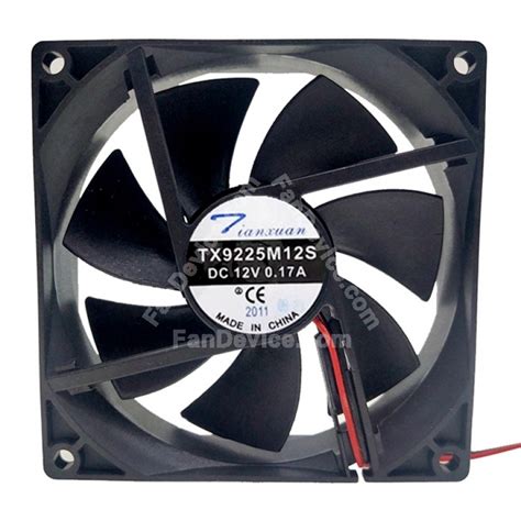 TianXuan TX9225M12S DC 12V 0.17A 2 Wires Axial Cooling Fan - FanDevice.com