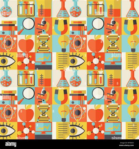 Science Seamless Pattern In Flat Design Style Stock Vector Image And Art