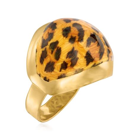 Italian Leopard Print Enamel Dome Ring In 14kt Yellow Gold Ross Simons