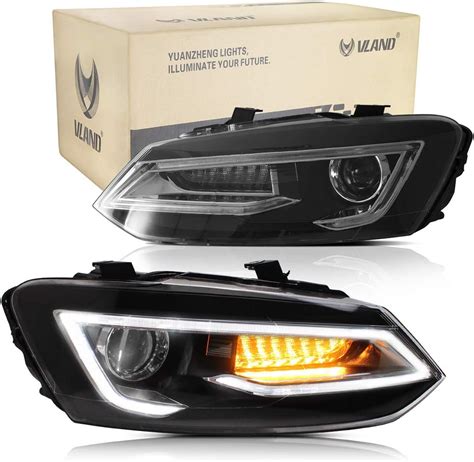 VLAND LED DRL Frontblinker set Schwarz für POLO MK5 6R 6C 2009 2019