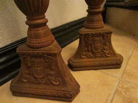 Cast Iron Rustic Rococo Style Candlesticks For Sale