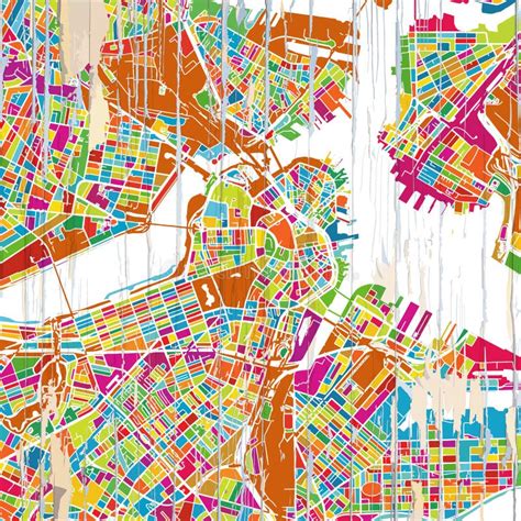 El Mapa Boston De La Ciudad Colorea El Plan Detallado Ejemplo Del