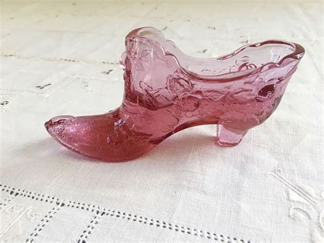 Fenton Pink Glass Shoe Etsy Glass Shoes Pink Glass Fenton