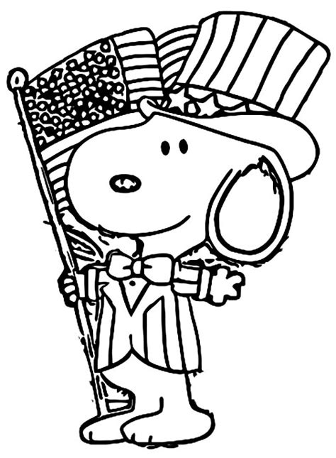 Snoopy Happy Th Of July Cartoon Coloring Page Wecoloringpage