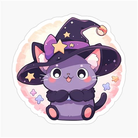 Cute Kawaii Magical Witches Cat By Cozykawaiiart Redbubble Witch