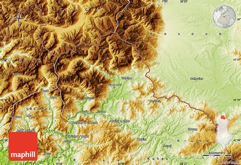 Physical Map of Tropojë