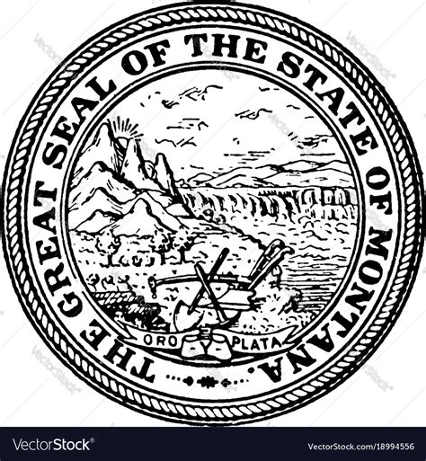 Great Seal Of The State Of Montana Vintage Vector Image