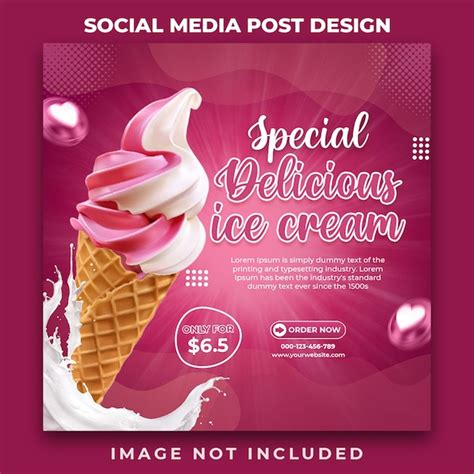 Premium Psd Special Delicious Ice Cream Social Media Banner Post