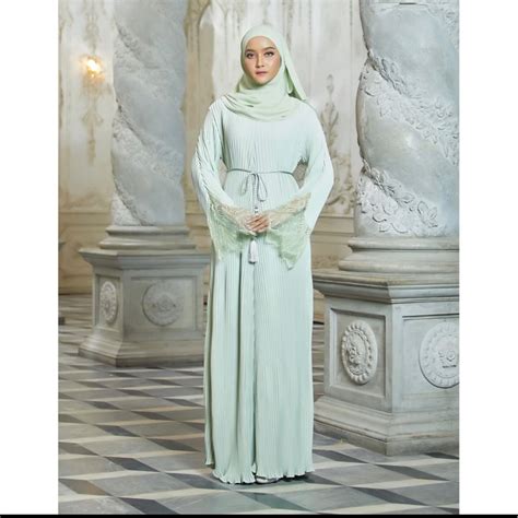 Hijabistahub Aleena Abaya In Mint Green Women S Fashion Muslimah