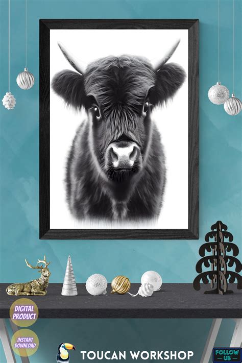 Highland Cow Pencil Drawing Print Highland Cow Wall Art - Etsy