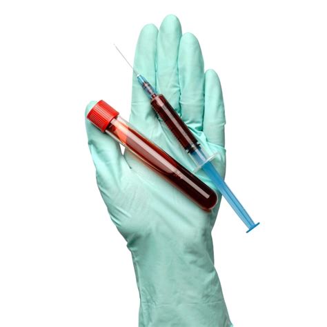 Premium Photo Hand In Latex Glove Holding Blood Sample In Test Tube