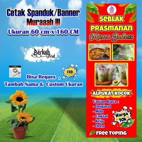 Spanduk Banner Warung Seblak Prasmanan Ukuran 60 Cm X 160 Cm Lazada