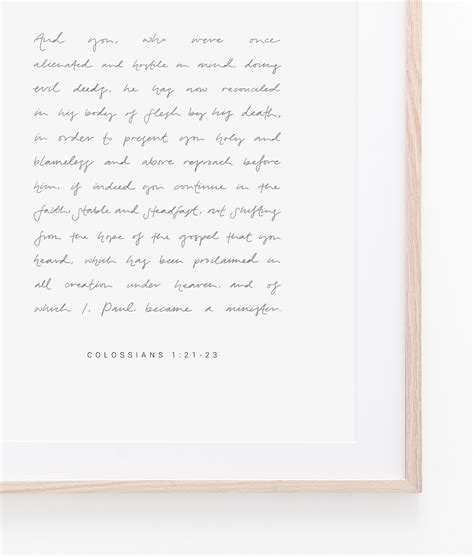 Colossians 121 23 Handwritten Art Print Bible Verse Art Etsy