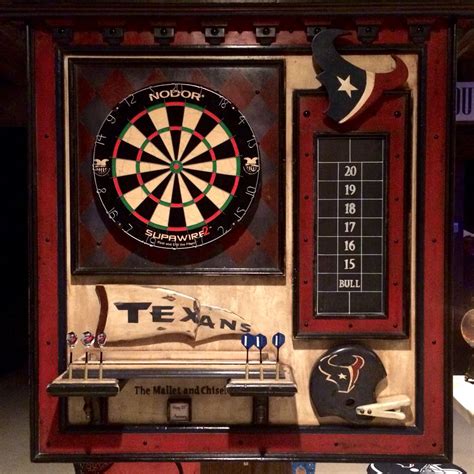 Hand Built Carved And Painted Houston Texans Single Dartboard