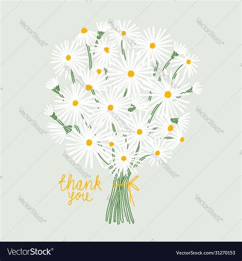 Thank You Card With Bouquet Daisies Vector Image On Vectorstock Thank