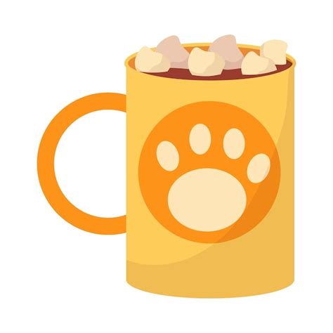 Premium Vector A Cup Of Cocoa With Marshmallows A Mug With A Hot Drink Vector Illustration
