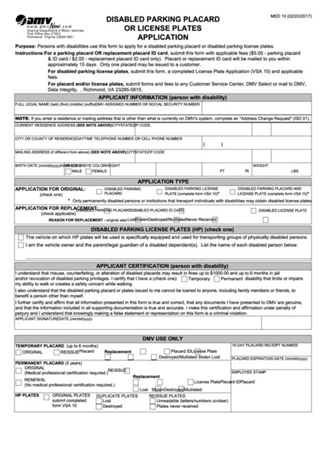 Printable Dmv Handicap Form Printable Forms Free Online