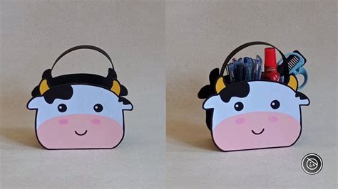 Diy Cute Cow Multipurpose Bag Cardboard Kerajinan Tas Serbaguna Sapi