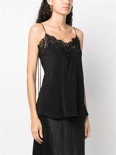 Zimmermann Lace Trim Ruched Tank Top Black Farfetch