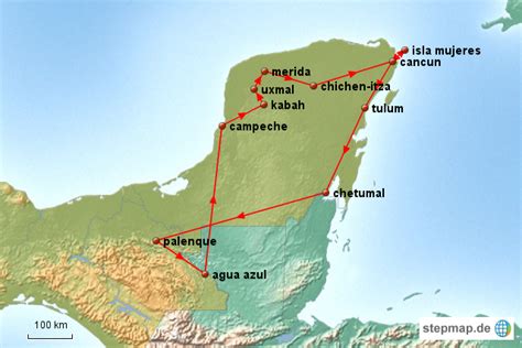 Stepmap Yukatan Rundreise Landkarte F R Mexiko