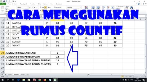 Cara Menggunakan Rumus Countif Youtube