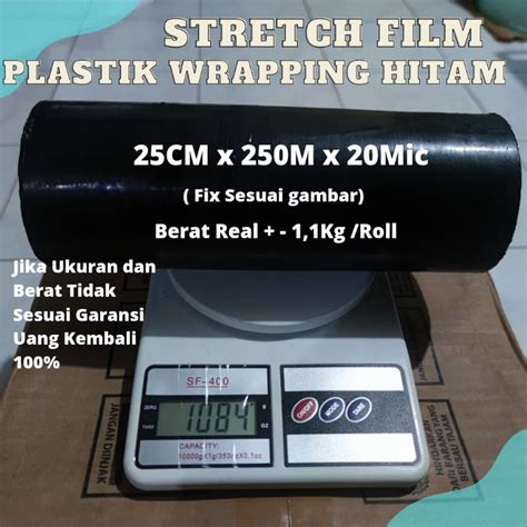 Jual Plastik Wrapping Hitam Stretch Film 25CM X 250M X 20MIC Berat