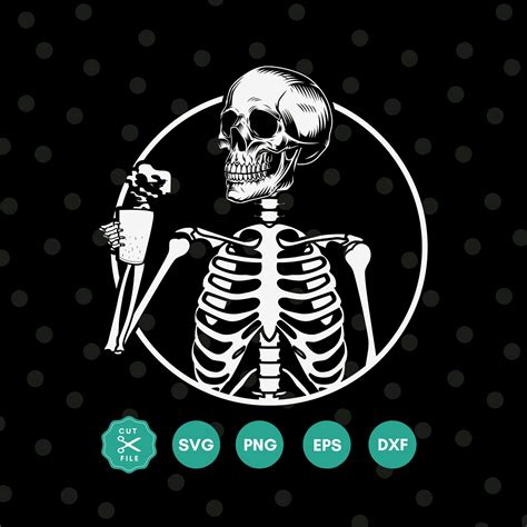 Skeleton With Coffee Svg Skeleton Svg Funny Coffee Png Etsy