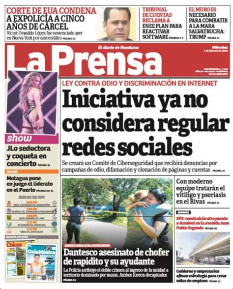 Periódico La Prensa Honduras Periódicos De Honduras Edición De Miércoles 7 De Febrero De