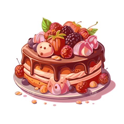 Cake Clipart An Illustration Of A Cake With Fruit And Frosting Cartoon