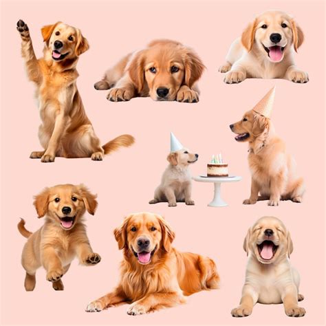 Adorable Golden Retriever Puppies Celebration Premium Ai Generated Psd