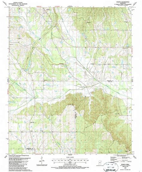 1987 Sparta, MS - Mississippi - USGS Topographic Map | Topographic map ...