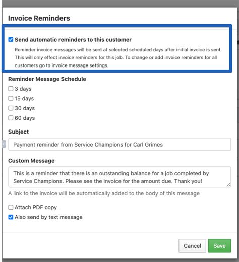 Automatic Invoice Reminders Kickserv Knowledge Center