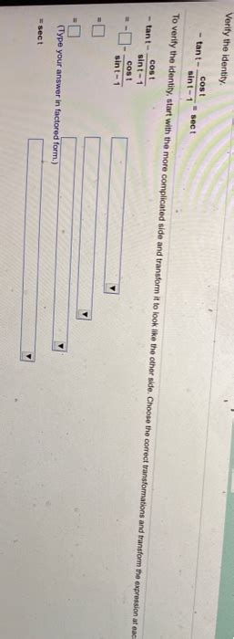 Solved Verify The Identity Tant Cost Sint Sect To Verify Chegg