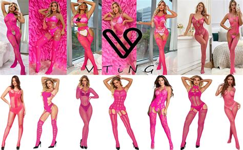 V Ting Lingerie Sexy Woman Fishnet Body Stockings Mesh Bodysuit Fishnet