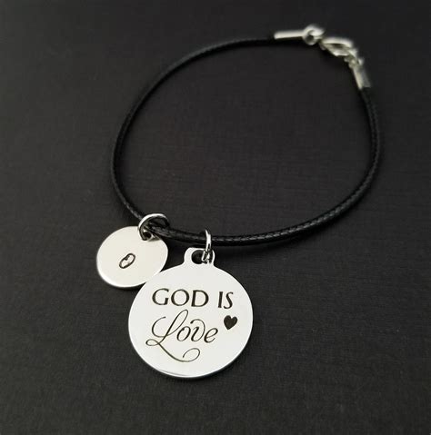 God is Love Bracelet Cord Bracelet Black Bracelet Religious Bracelet ...